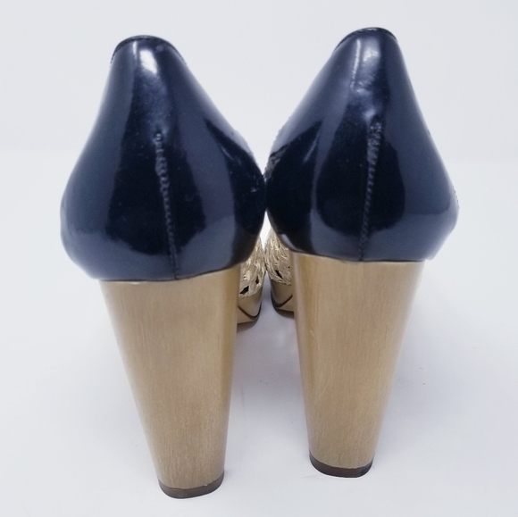 Cole Haan | Basket Weave Nike Air Black Toe Heels (Size 8B) - Picture 7 of 9